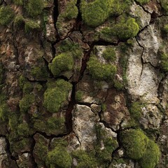 Obraz premium Mossy Bark: Texture of a tree with moss, showcasing nature's intricacies.