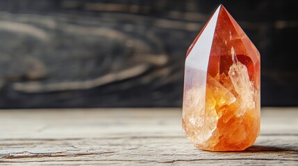 Orange crystal macro photography translucent gemstone natural mineral detailed texture spiritual energy healing crystals gem geology