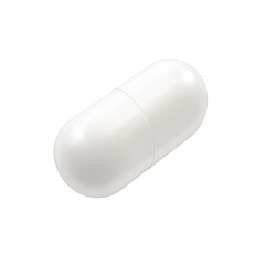 White Capsule on a Transparent Background, Ideal for Health and Wellness Products