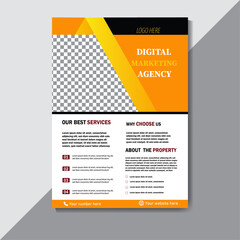 Orange and yellow modern corporate flyer template design.
