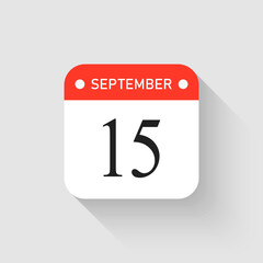 Vector icon page day calendar - 15 September month