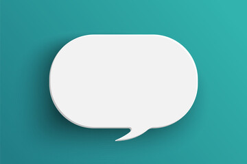 White oval speech bubble on green background