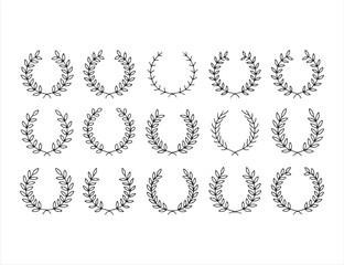 Wreath Icon Collection in Black and White for Victory and Success Themes