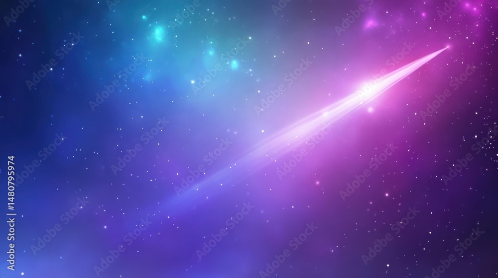 Poster Abstract space background with a fast comet and nebula hues for futuristic designs.