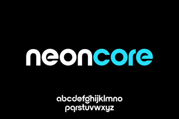 word of neoncore . modern minimalist clean alphabet font. lowercase bold typography vector illustration design