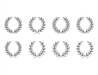 Decorative Laurel Wreath Icon Set for Awards, Recognition, and Ceremonies
