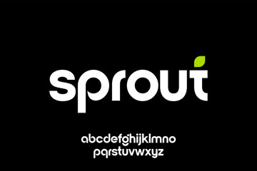 word of sprout . modern minimalist clean alphabet font. lowercase bold typography vector illustration design