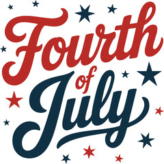 Fourth of July Script Lettering with Stars for Independence Day