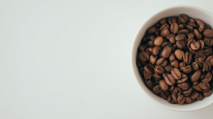 Coffee beans in a coffee cup, white background, space for text, design resource – Minimal Image with Text Space for Branding