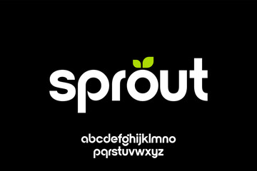 word of sprout . modern minimalist clean alphabet font. lowercase bold typography vector illustration design