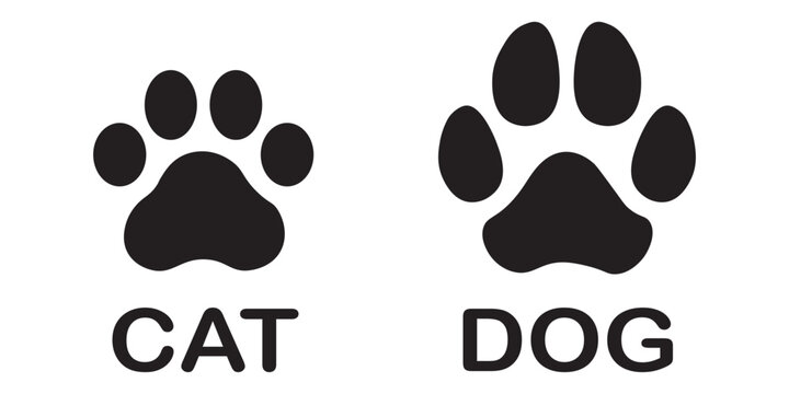 Paw icon set. Cat or dog paw icon silhouette vector illustration. Paw icon outline. print vector illustration.