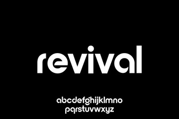 Fototapeta premium word of revival . modern minimalist clean alphabet font. lowercase bold typography vector illustration design 