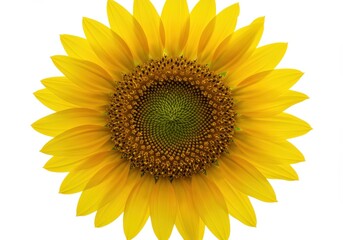 Fototapeta premium A vibrant yellow sunflower blooms with its petals fully open against a white background