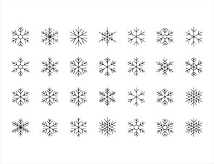Minimalist Snowflake Illustrations for Winter, Christmas, and Holiday Themes
