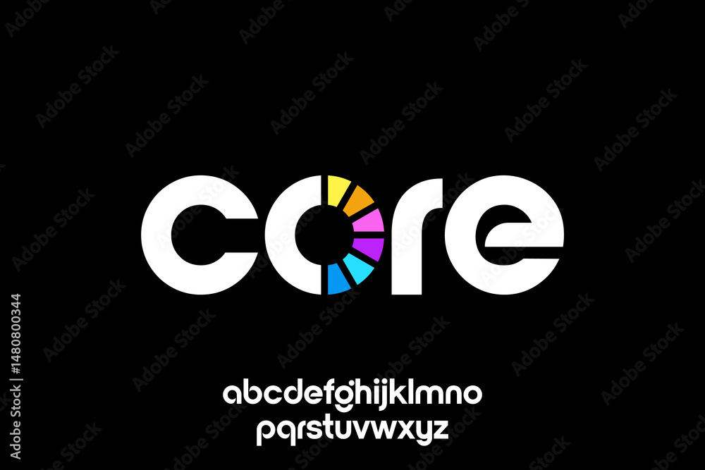 Fototapete word of core . modern minimalist clean alphabet font. lowercase bold typography vector illustration 