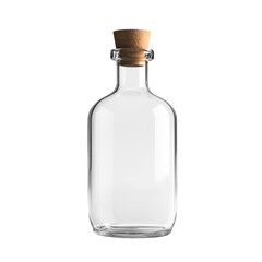 Clear Glass Bottle with Cork Stopper for Home Decoration or Storage on transparent background