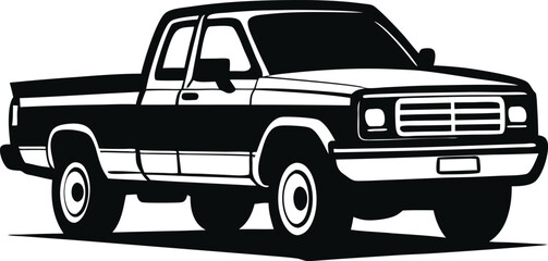 Black and White Silhouette of a Vintage Pickup Truck