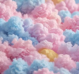 Fototapeta premium Gentle, vibrant cotton candy gradient, fuzzy pink, blue, yellow blend , vibrant, graphic, blue
