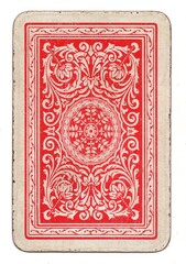 A red vintage playing card back isolated on a white background.