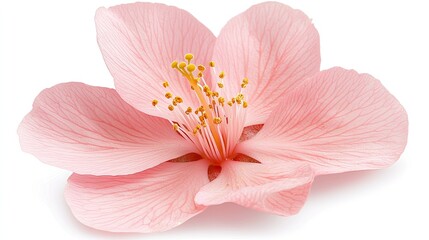 Detailed close up photograph of a delicate pink blossom