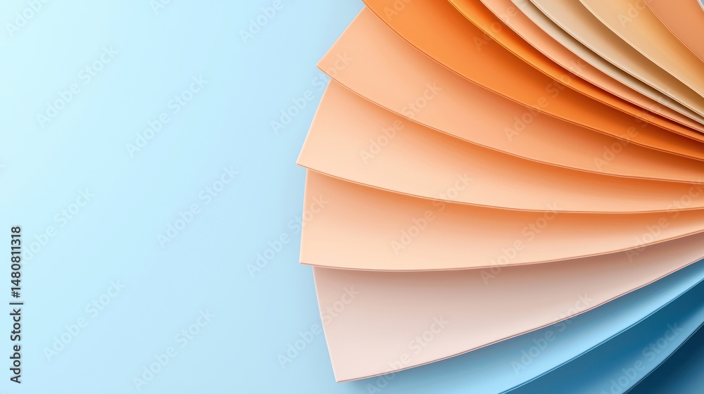 Aufkleber soft curved paper creates a gradient effect from blue to orange