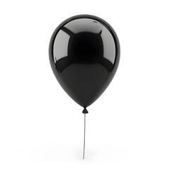 Obraz premium Realistic Black Party Balloon on White Background for Event Promotions, Festive Decoration, or Isolated Concept Design