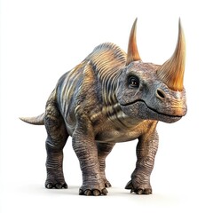 Fototapeta premium Detailed illustration of a prehistoric rhinoceros-like creature.