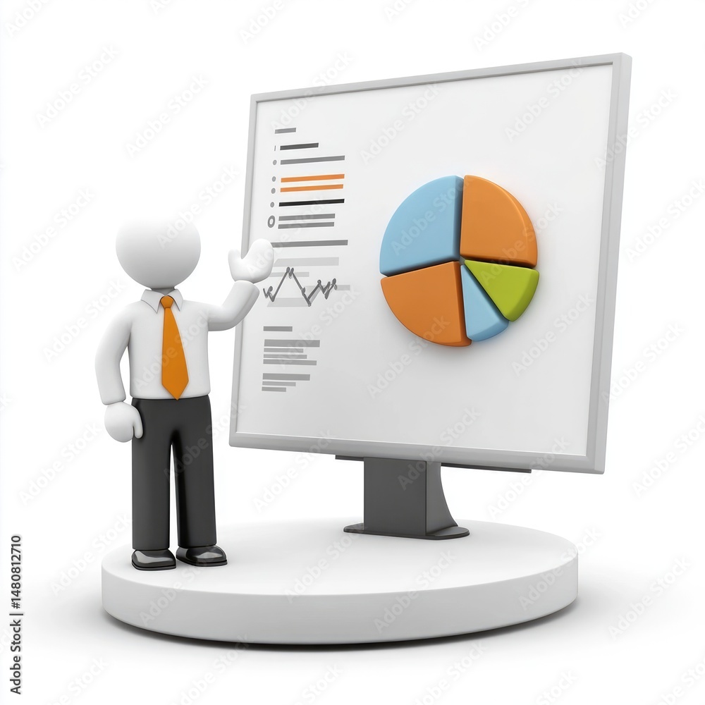 Poster presenting data analysis on a large display screen.