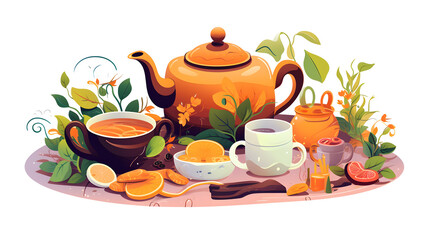 Tea Culture Cartoon Vector Illustration for Marketing Materials and Publications