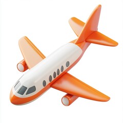 Fototapeta premium A cartoonish, orange and white airplane toy.