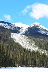 FIELD, BRITISH COLUMBIA, CANADA - April 13th 2025: A stunning spring time day at Emerald Lake in Yoho National Park, British Columbia with unreal, scenic nature views in popular tourism area of Canada