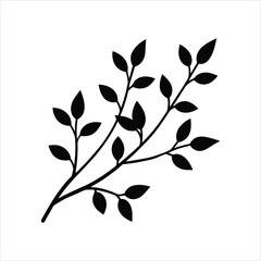 Simple Branches with Leaves Silhouette Vector Art Illustration © abdurrashid