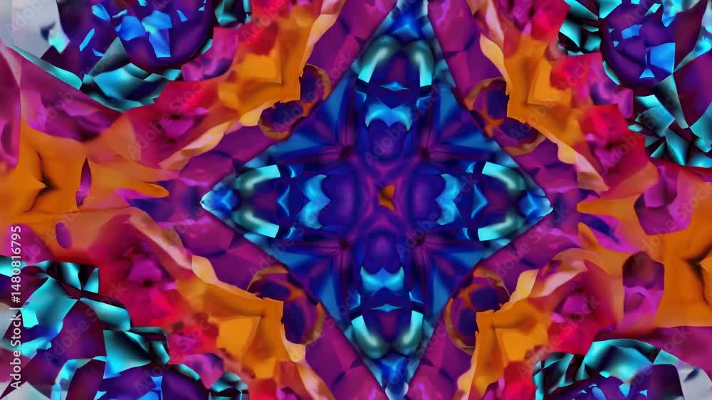 Wall mural vibrant abstract background featuring a rotating crystal structure, creating a mesmerizing tunnel ef