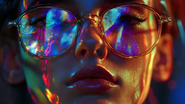 A woman wearing glasses and looking at the camera