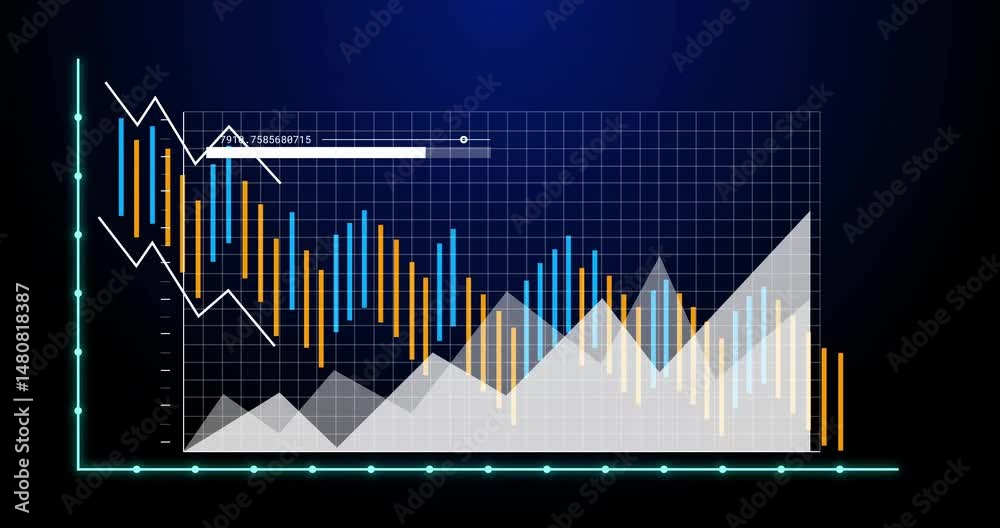 Poster data visualization chart being displayed on dashboard, featuring colorful bars and line graphs