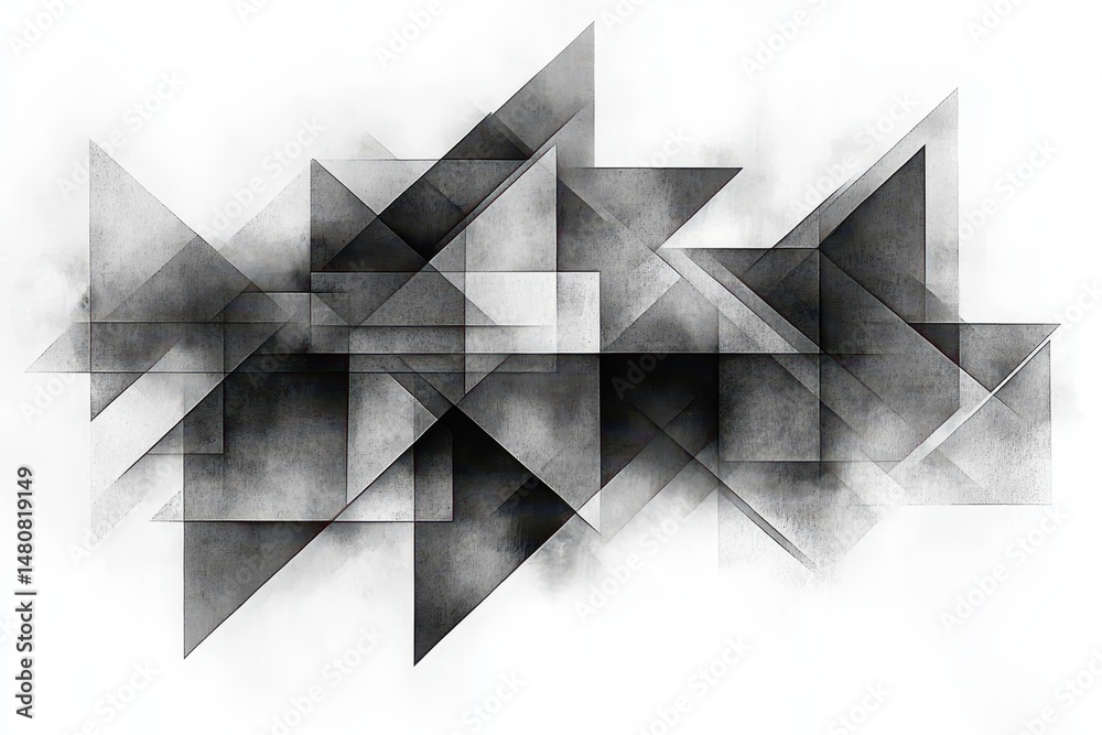 Poster Textured geometric wall with angular shapes and varying shades of blue in an indoor setting during daylight