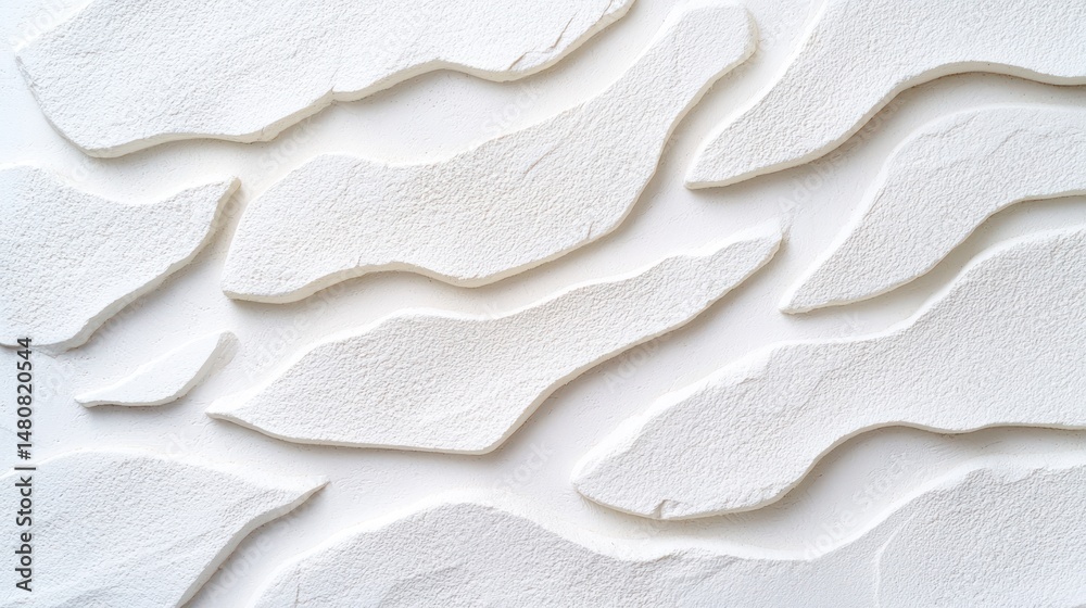 Aufkleber Abstract white textured shapes on a white background create pattern