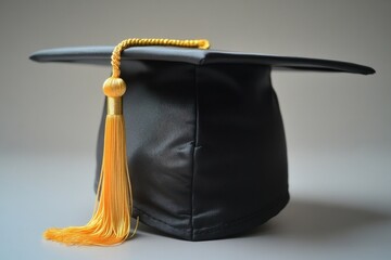 Dark gray graduation cap with gold tassel
