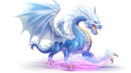 Detailed 3D Illustration of a Thunderstorm Crystal Dragon Fantasy Creature