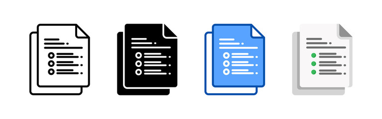 List icon set bundle. Multi style icon collection perfect for websites, apps, and presentations. Simple vector icon collection