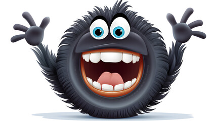 Cheerful Tire Cartoon Waving Vector Illustration Isolated on White Background