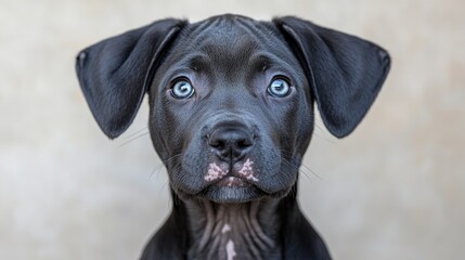 Black puppy with captivating blue eyes
