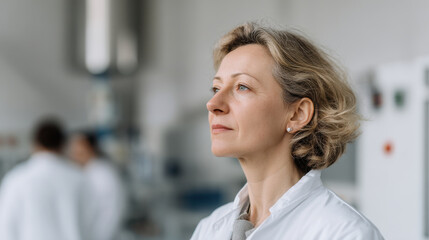 Fototapeta premium powerful female scientist in lab surrounded by advanced technology and scientific equipment