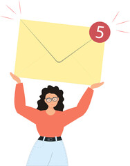 Person holding mail envelope, sending letter by internet, get letter, spam letter concept