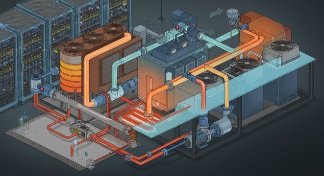 Advanced Liquid Cooling and Heat Recovery for Data Centers - Efficient data center cooling system using liquid immersion and heat recovery. Sustainable, energy-saving, high-performance, scalable
