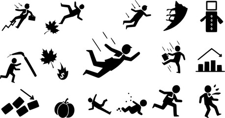 Naklejka premium set of Man, down, guy, elbow, pain, icon in a collection with other items 