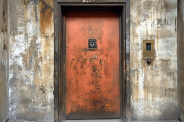 Exploring the worn entrance of a forgotten space filled with the echoes of history in a quiet urban setting