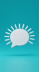 Sun Speech Bubble Icon: White Graphic on Teal Background, 3D Render, Communication Concept