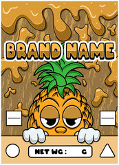 Pineapple Strain Cartoon with Slime Background. Design For Logo, Label, Cover and Packaging Product.