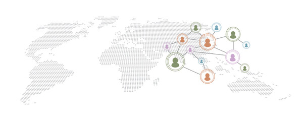 Light Gray World Map with Network Nodes, Abstract Global Connection Concept - vector 